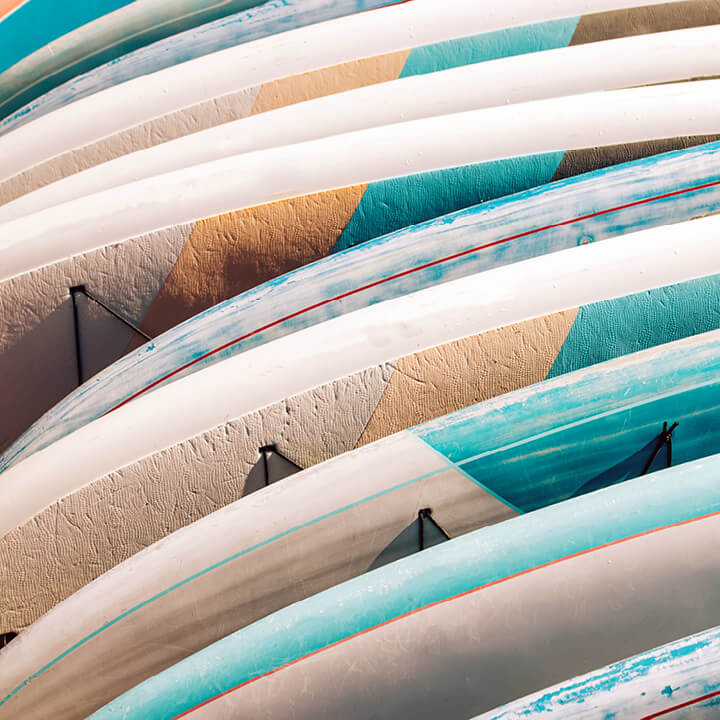 Image of Surfboards Stacked Close Up